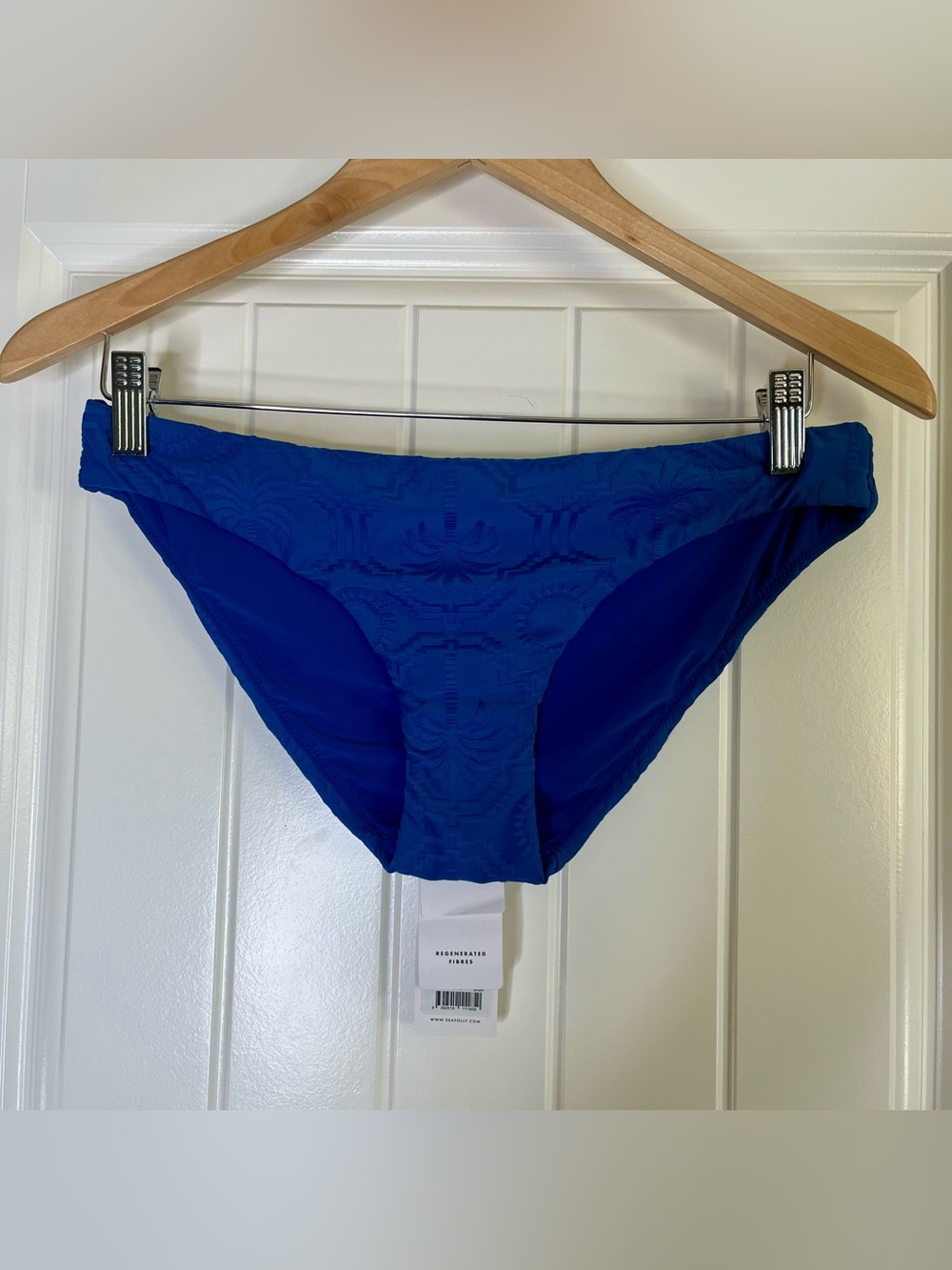 Seafolly Oasis Hipster Bikini Bottom Ultramarine Blue Tropical Vacation Swim